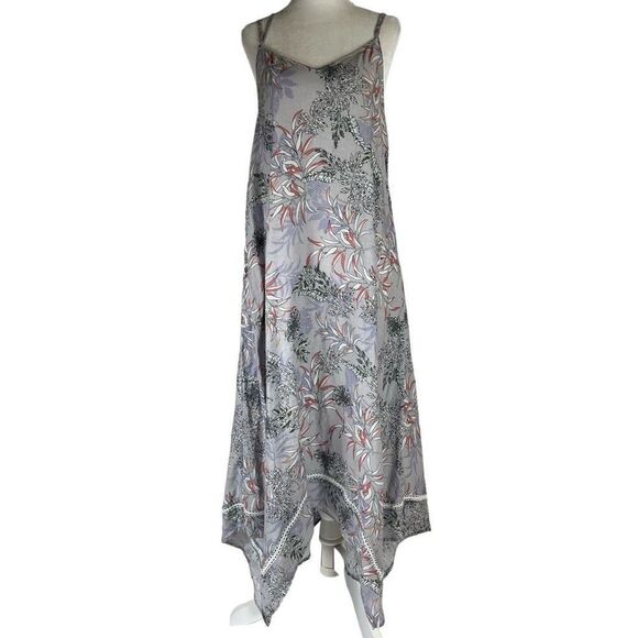 Cynthia Rowley Women's Purple Floral Linen Blend Handkerchief Hem Midi Dress S - Picture 2 of 16